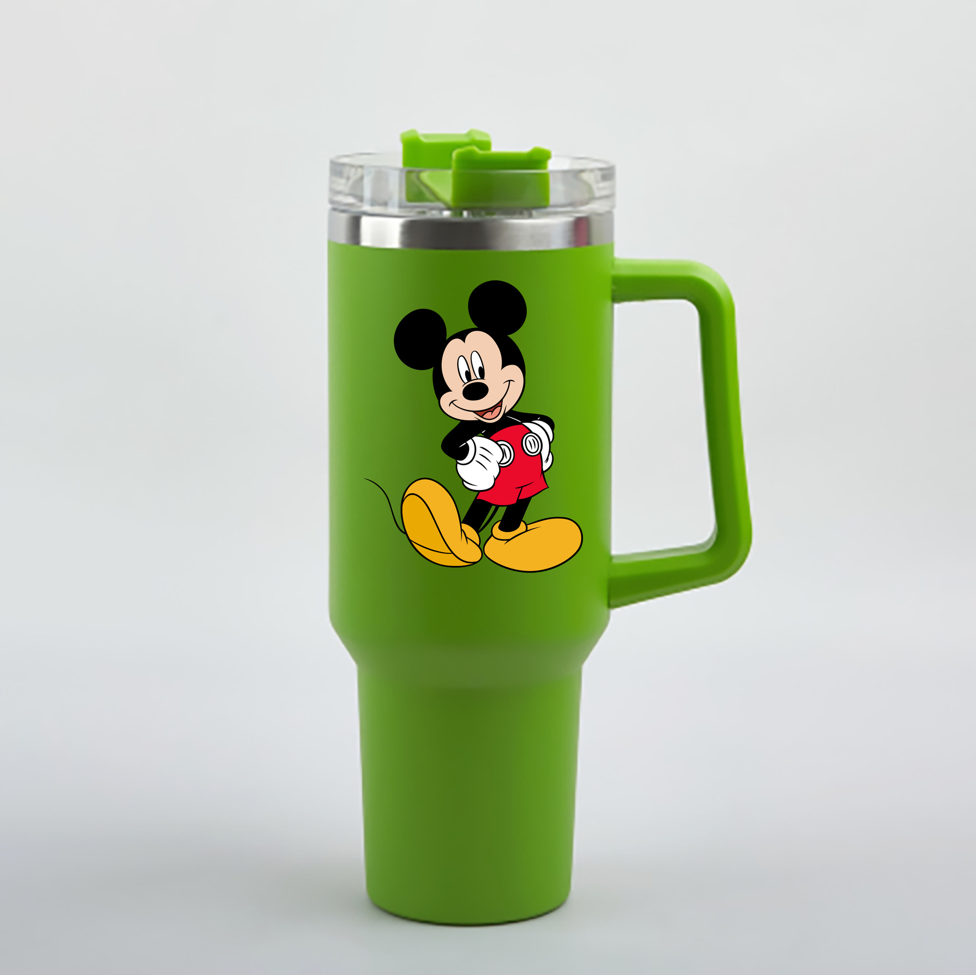 （画像用） ミッキーマウス Mickey Mouse 1200mL車用タンブラー - クリスタルステッカー（プラスチックストロー付き）